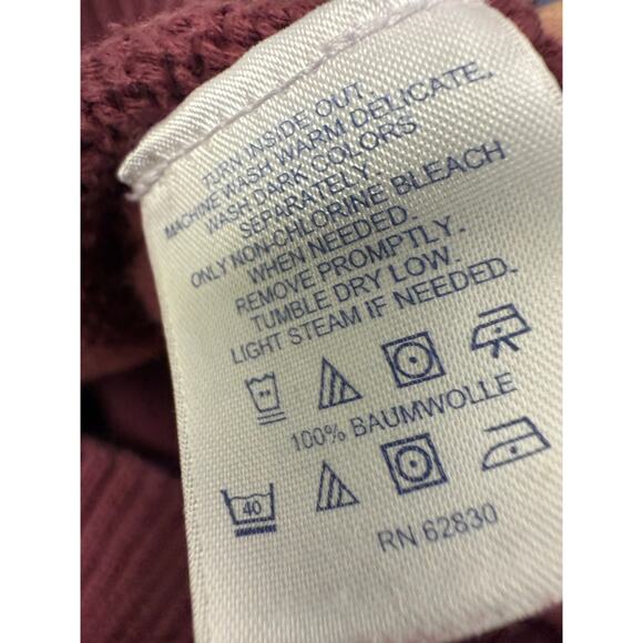 VTG 90s Lands End Drifter Sweater 100% Cotton Red V Neck Sweater Pullover Knit - Picture 3 of 5